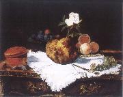 Brioche with flower and fruits Edouard Manet